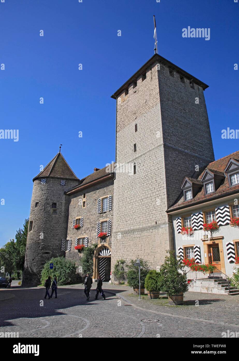 Le Château de Morat dans le canton de Fribourg, Suisse, Europe Banque D'Images