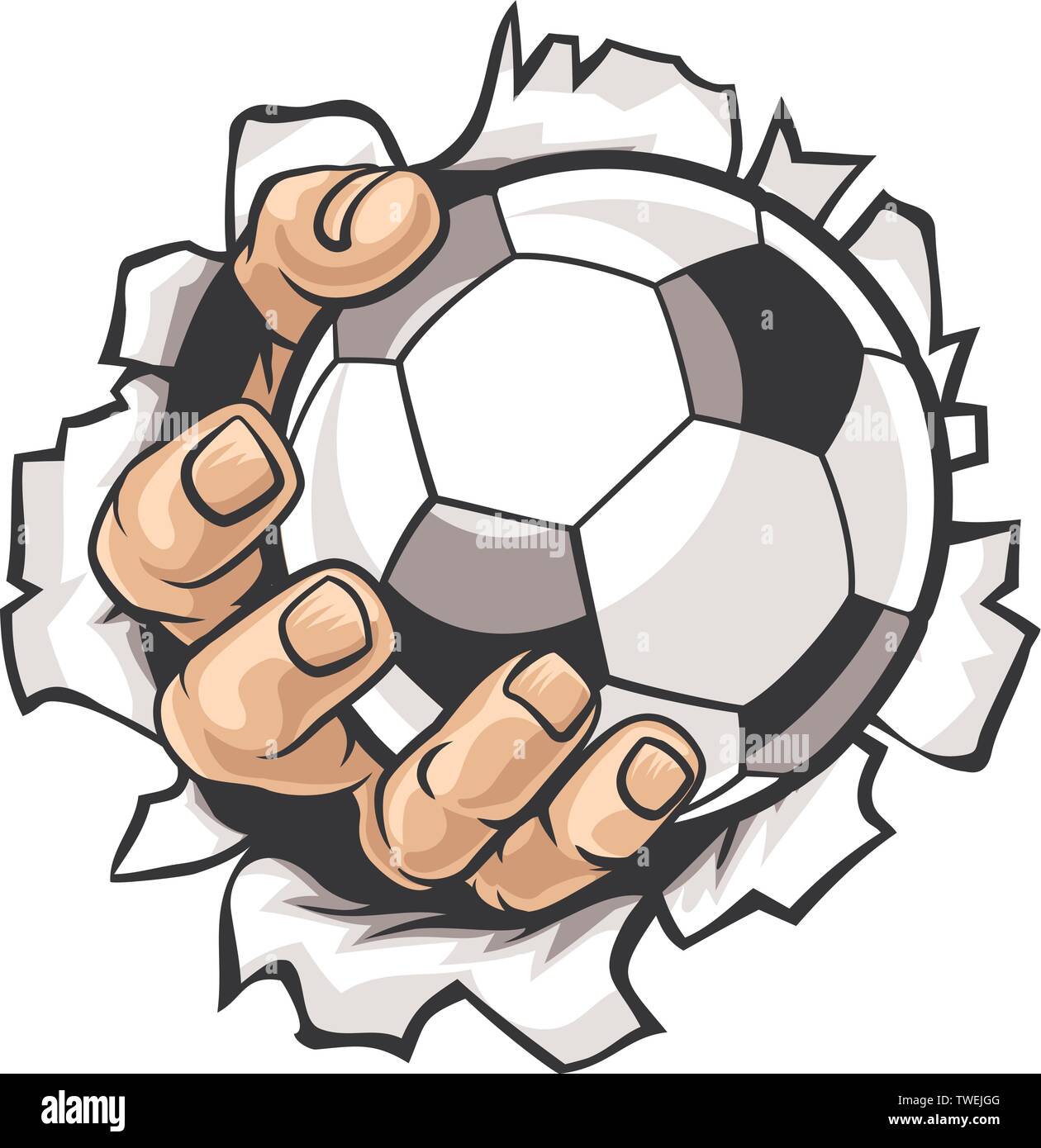 Ballon de soccer part fond déchire Illustration de Vecteur
