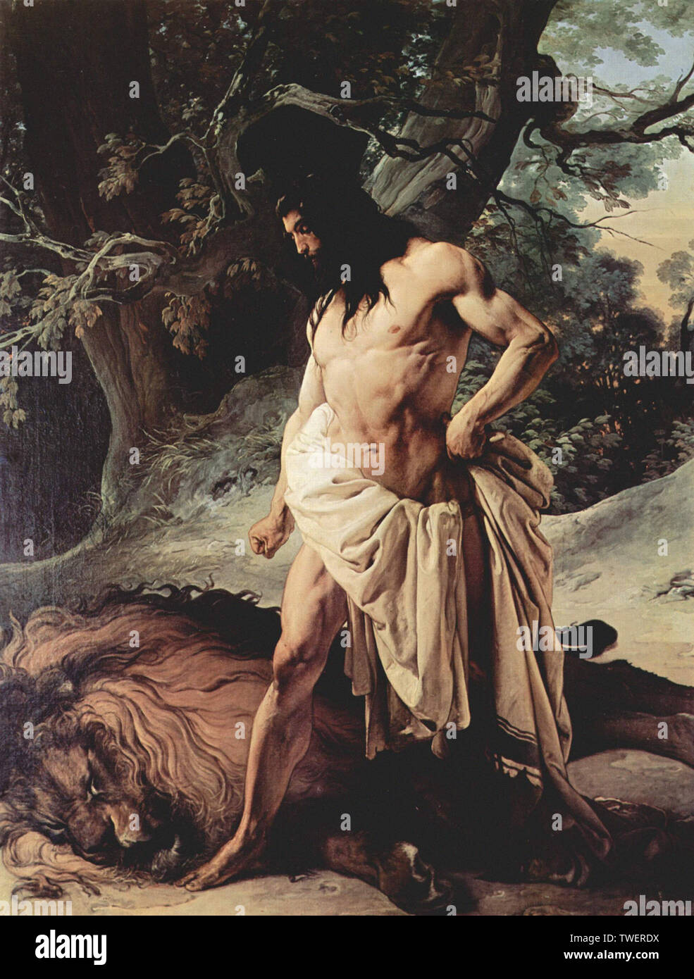 Francesco Hayez - Samson tue Lion Banque D'Images