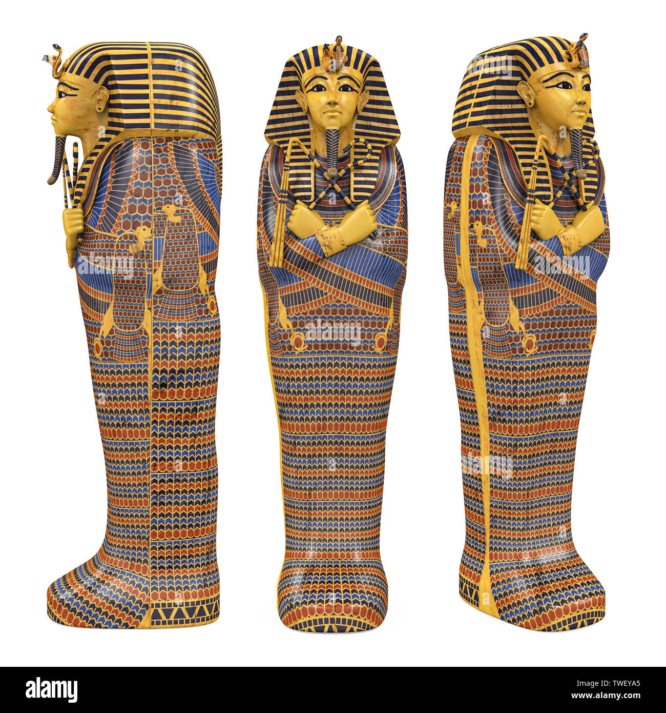 Momie pharaon égyptien isolé Coffin Banque D'Images