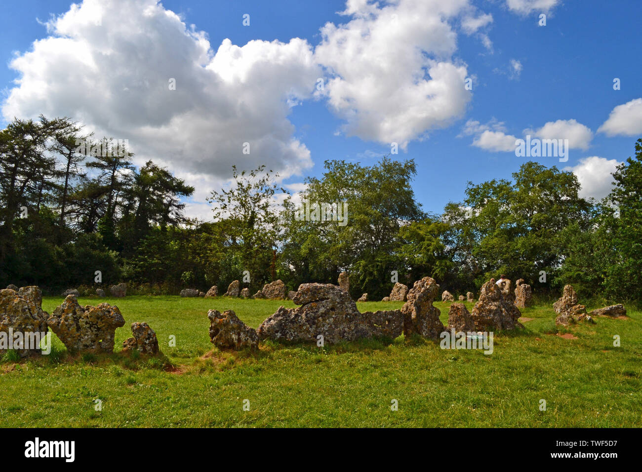 Les hommes du roi, le cercle de pierres de Rollright Stones, Pierre Cour, Grande Rollright, Chipping Norton, Oxfordshire, UK Banque D'Images