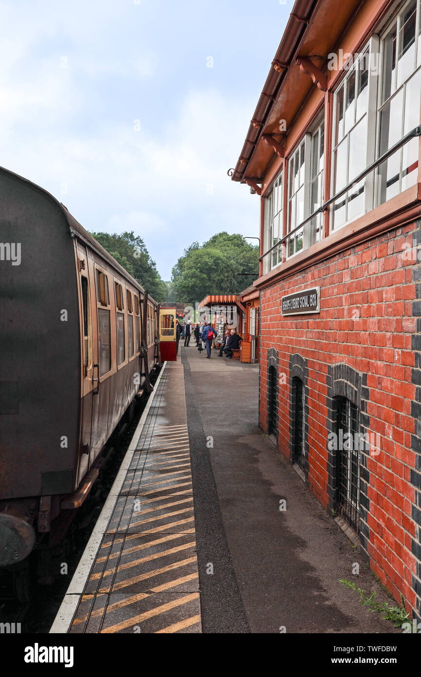 Les évêques Lydeard station sur la West Somerset Railway heritage. Le plus long chemin de fer du patrimoine en Angleterre à destination de Minehead sur le canal de Bristol Banque D'Images