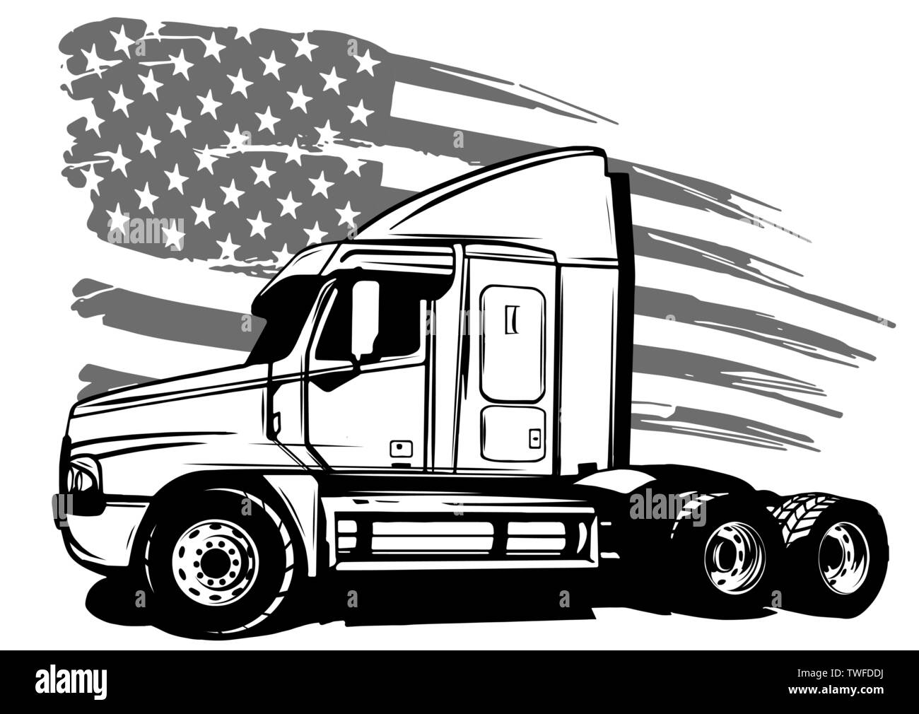 Camion américain classique. Vector illustration avec le drapeau américain Illustration de Vecteur