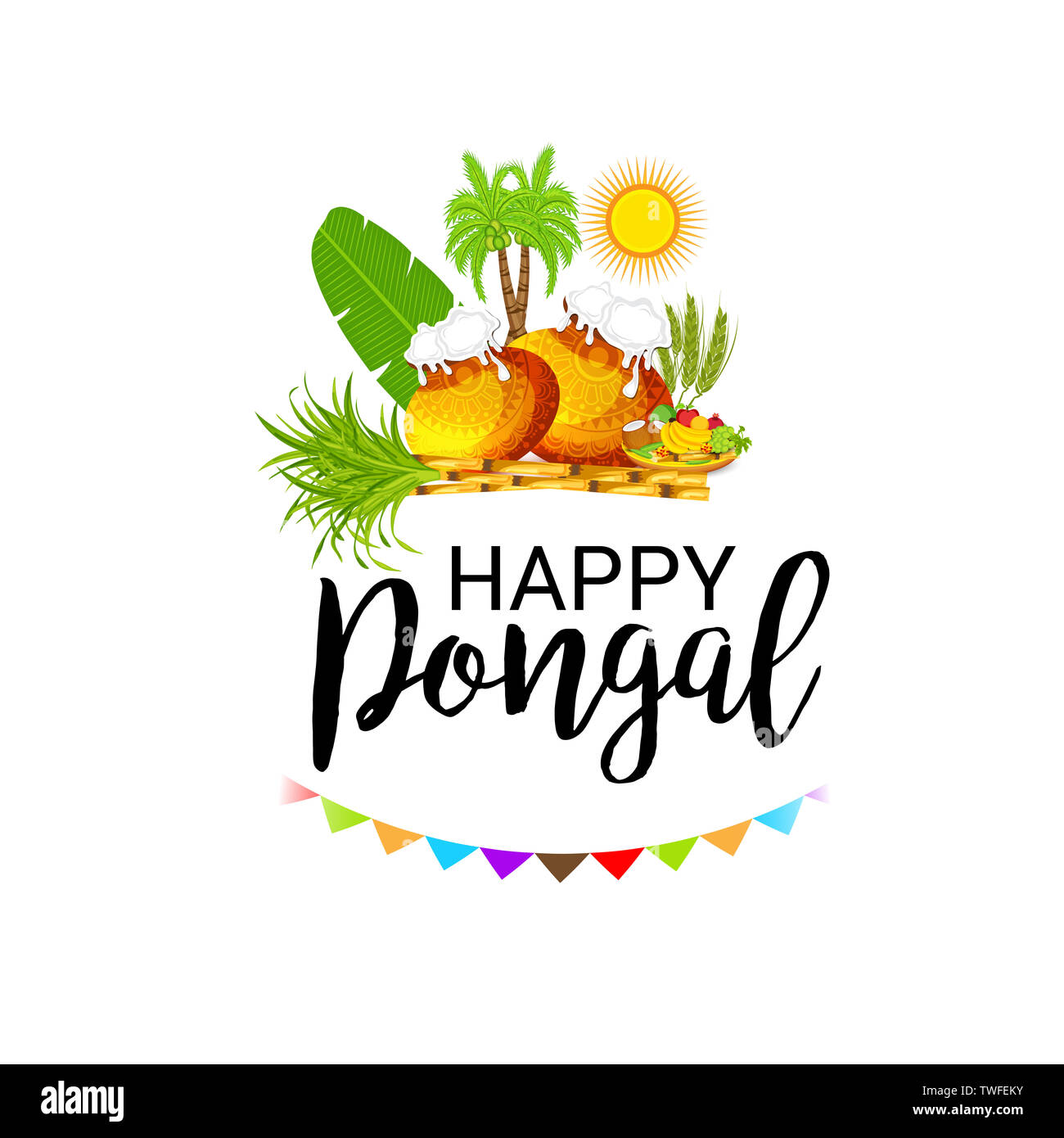 Illustration d'un arrière-plan pour Happy Pongal. Banque D'Images