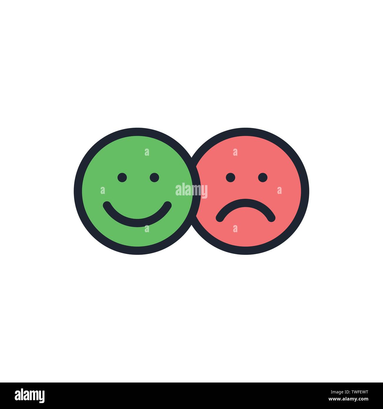 & Positif Négatif, vraies ou fausses images ou plus et moins Illustration de Vecteur