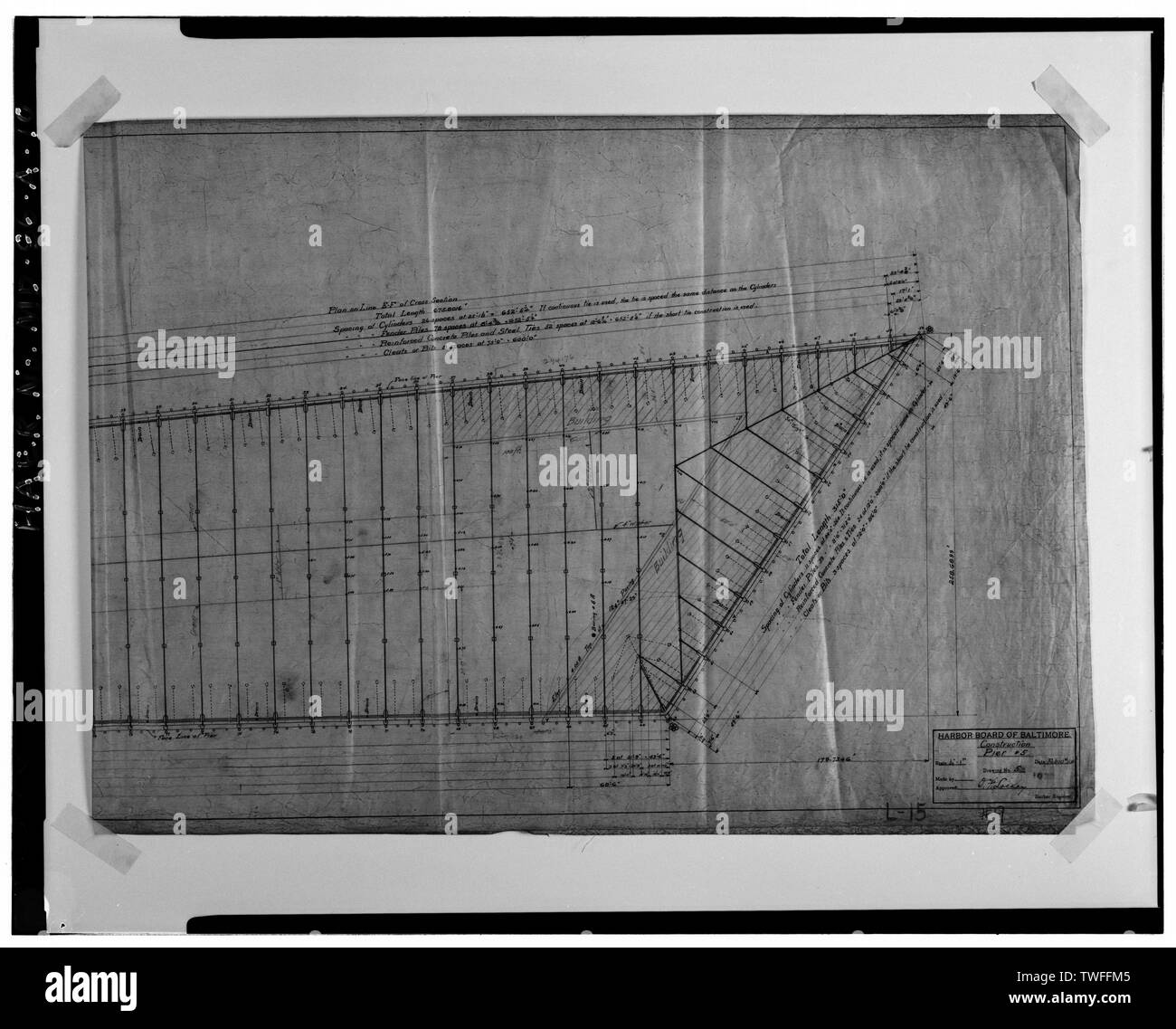 PLAN - DWG. N° 5 (PARTIE SUD DE LA JETÉE) - Baltimore Inner Harbor, Pier 5, au sud de Pratt Street, entre la Place du marché et Concord Street, Baltimore, ville indépendante, MD ; Lackey, Oscar F ; Baltimore Harbour Board ; Whitman, Requardt et associés ; Connolly's Seafood Restaurant ; Harrison's Pier 5 ; ville de Baltimore ; Christopher Columbus Centre, Développement Intégré, répondant ;, Anice Hoachlander, photographe ; Bird, Betty, historien ; Hoachlander, Anice, photographe Banque D'Images