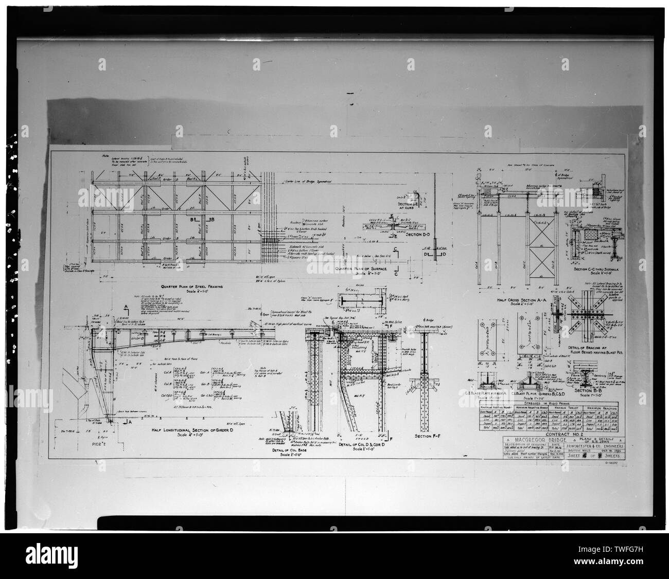 Les PLANS ET DÉTAILS DE R.R. SPAN. 9 feuille de 10 - Notre Dame, pont enjambant la rivière Merrimack sur Bridge Street, Manchester, Hillsborough County, NH Banque D'Images