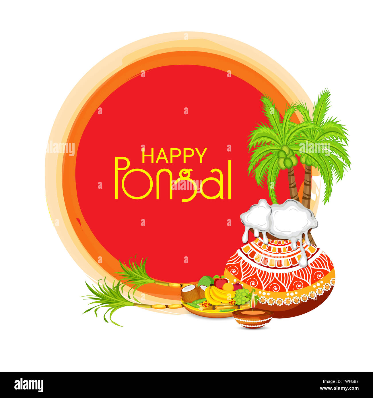 Illustration d'un arrière-plan pour Happy Pongal. Banque D'Images