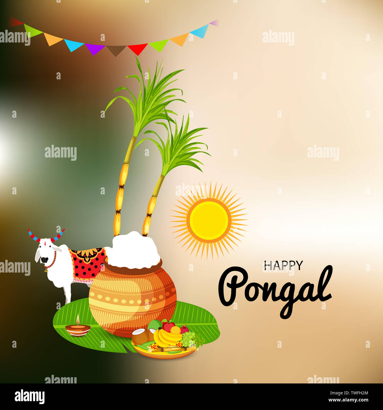 Illustration d'un arrière-plan pour Happy Pongal. Banque D'Images