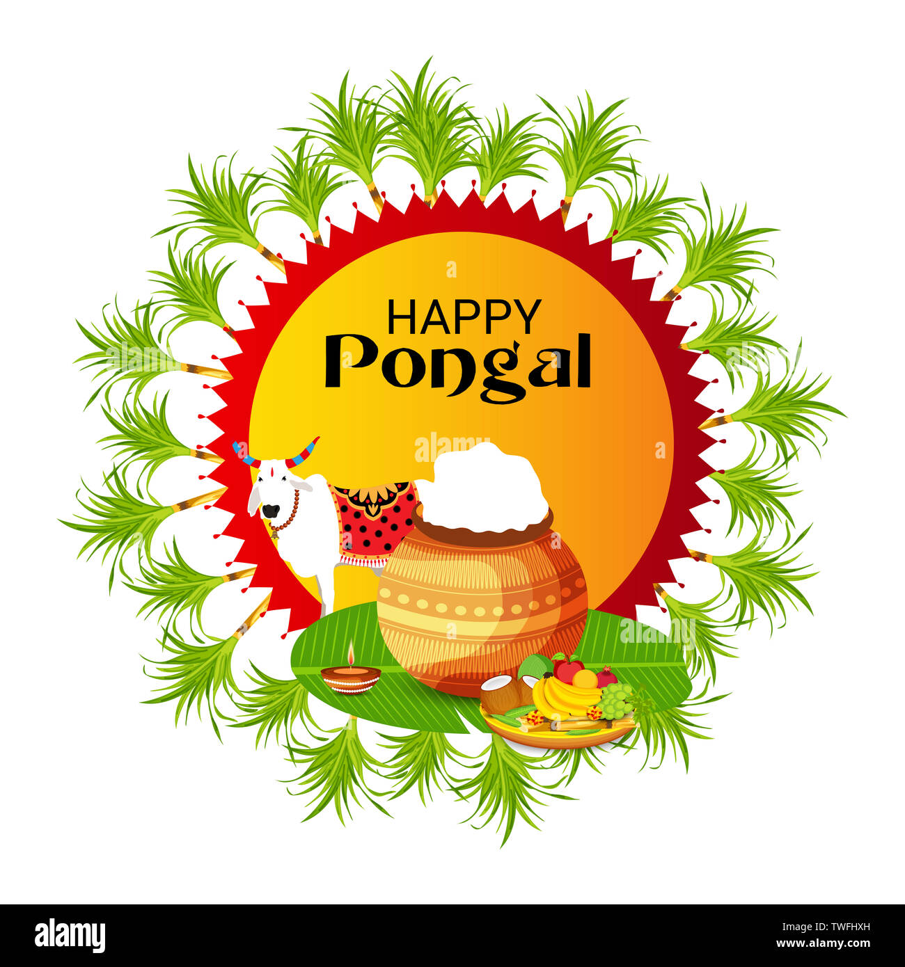 Illustration d'un arrière-plan pour Happy Pongal. Banque D'Images