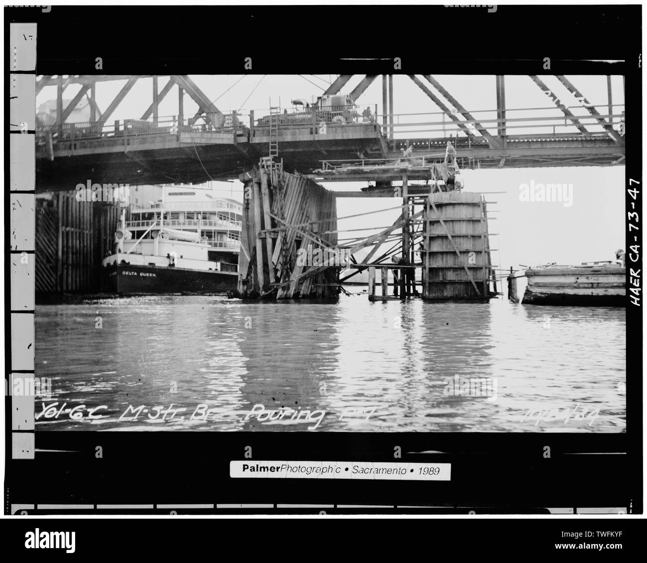 Jetée de verser 7, 24 octobre 1934 - Sacramento River Bridge, enjambant la rivière Sacramento à la California State Highway 275, Sacramento, comté de Sacramento, CA Banque D'Images