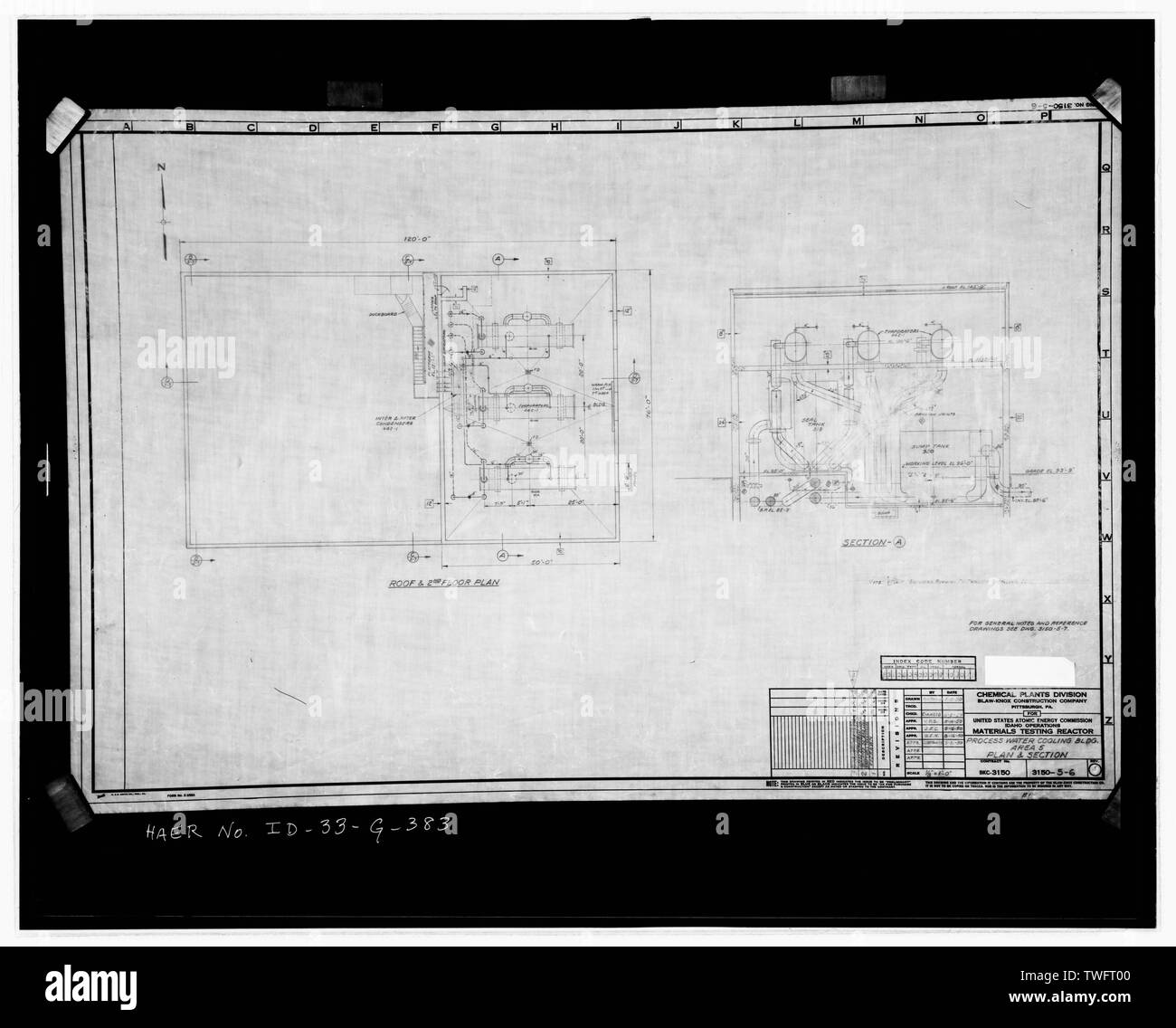 L'EAU, PROCESSUS DE CONSTRUCTION TRA-605. PLAN D'ÉTAGE ET DE L'ARTICLE DE L'ÉVAPORATEUR FLASH PRIX MONTRANT SON EMPLACEMENT AU-DESSUS LE JOINT DE CARTER ET RÉSERVOIRS. Pluvier PREND SON EAU DANS LE RÉSERVOIR DU JOINT VERS LE HAUT POUR ÉVAPORATEURS FLASH PUIS DE NOUVEAU VERS LE CARTER DU RÉSERVOIR. BLAW-KNOX 3150-5-6, 8-1950. L'INL INDEX N O 531-605-00-098-100011, REV. 3. - Idaho National Engineering Laboratory, Test Zone du réacteur, les matériaux et l'ingénierie des réacteurs d'essai, Scoville, comté de Butte, ID Banque D'Images