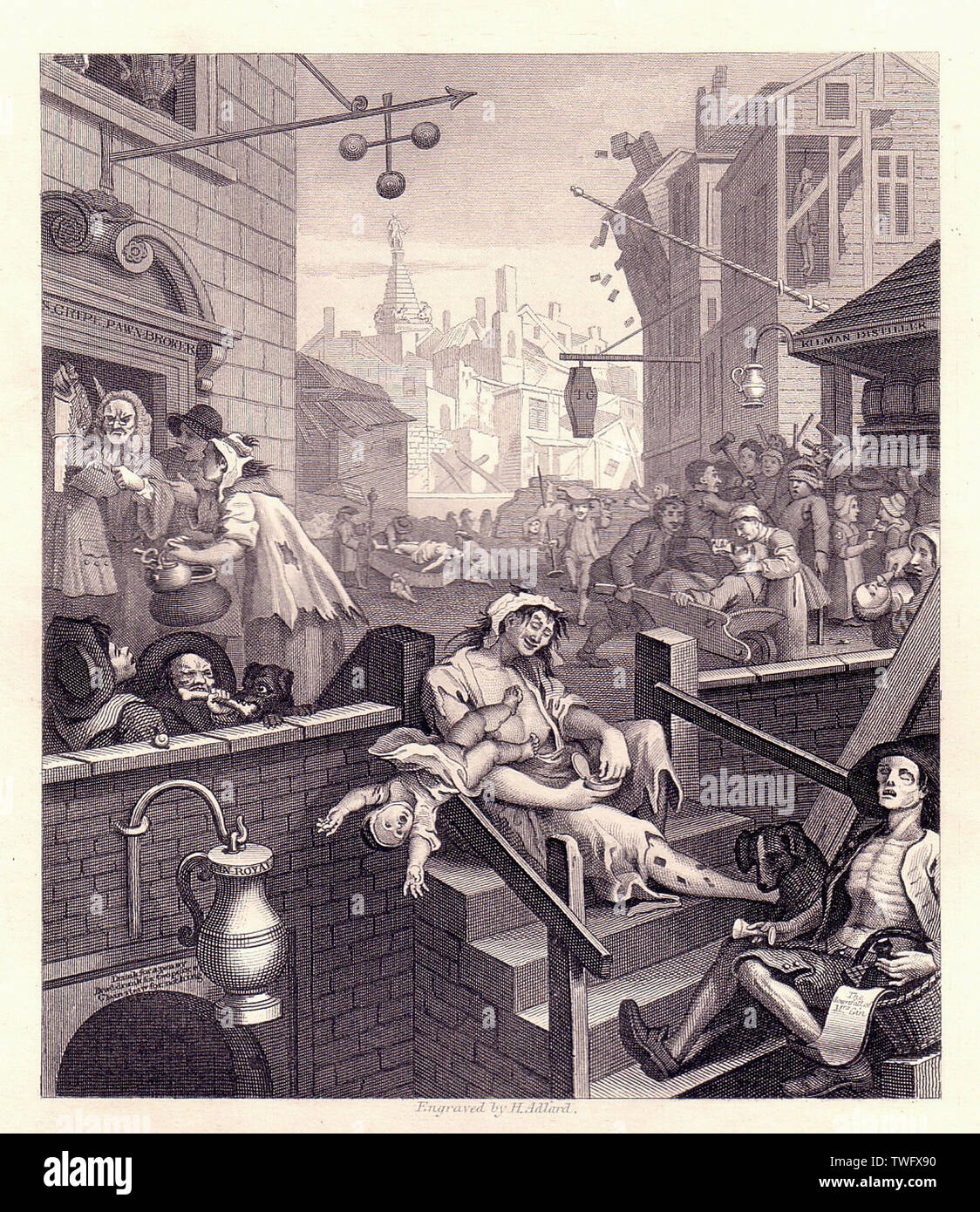 William Hogarth - Gin Lane 1751 Banque D'Images