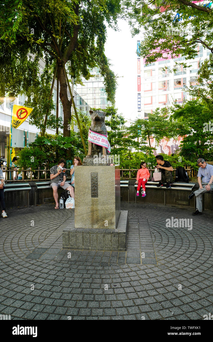 Tokyo, Japon, 2rd, juin 2017. La statue de Hachiko à Shibuya. C'était un chien Akita japonais connu pour sa remarquable loyauté à son propriétaire Banque D'Images