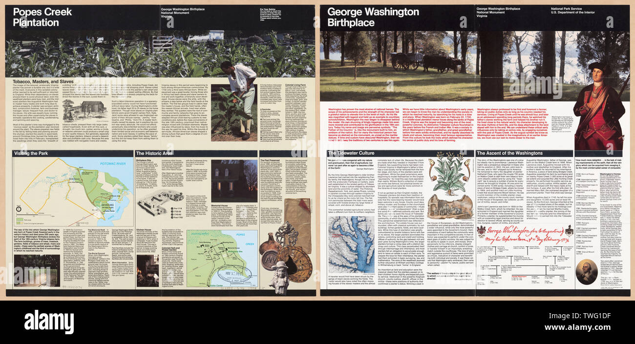 Anglais : *1999 : GPO--454-767/60438. Réimpression 1999. Comprend le texte et les mauvais. Certains (col.). Texte, ill. coul., plan de situation, et généalogique au verso. Accessible également sur le site Web de la Bibliothèque du Congrès comme une image raster. ; Popes Creek Plantation, George Washington Birthplace National Monument, Virginie Banque D'Images