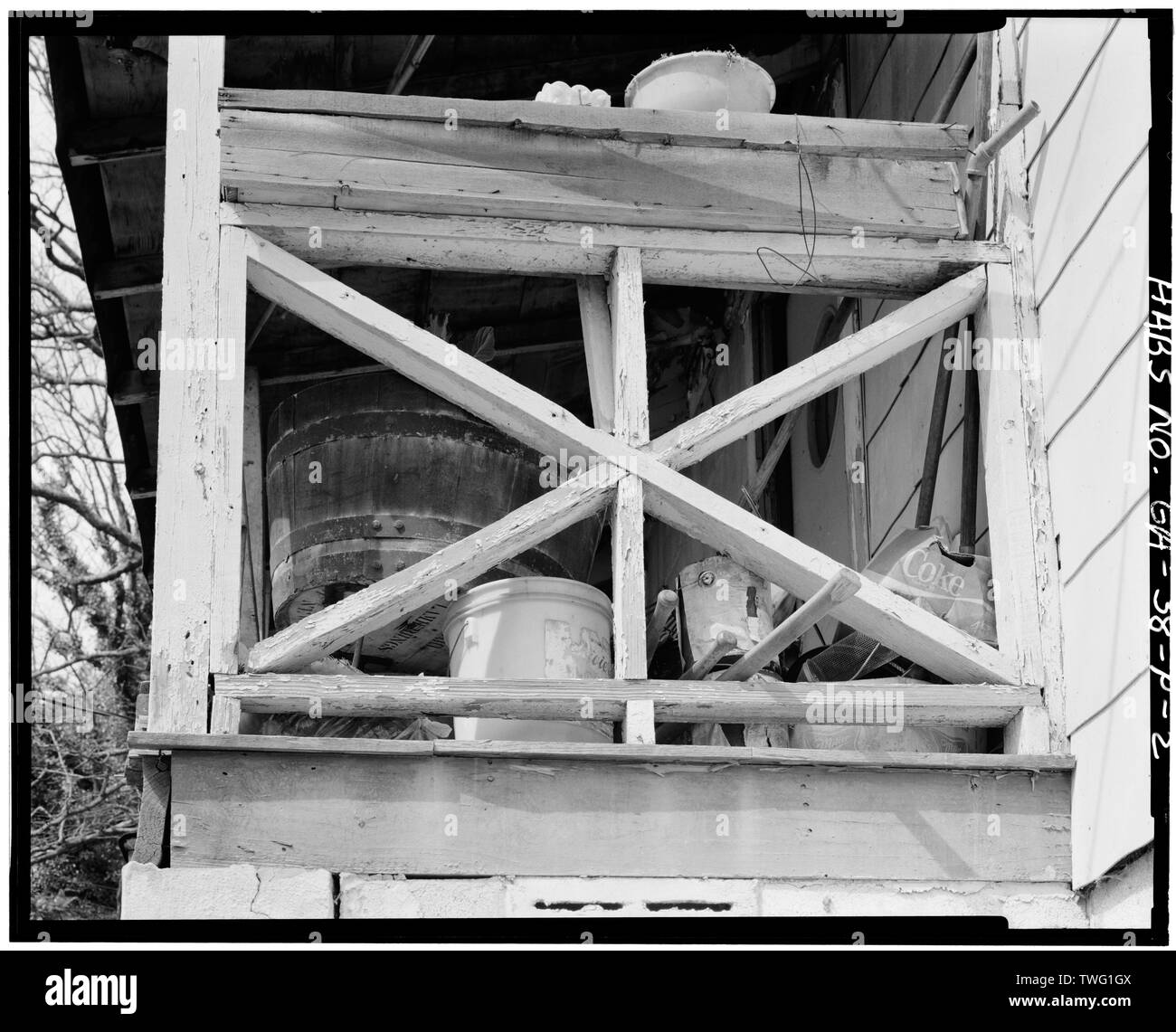 Garde-corps - détail porche 3345 Oak Valley Road (maison), Atlanta, Géorgie, GA Banque D'Images