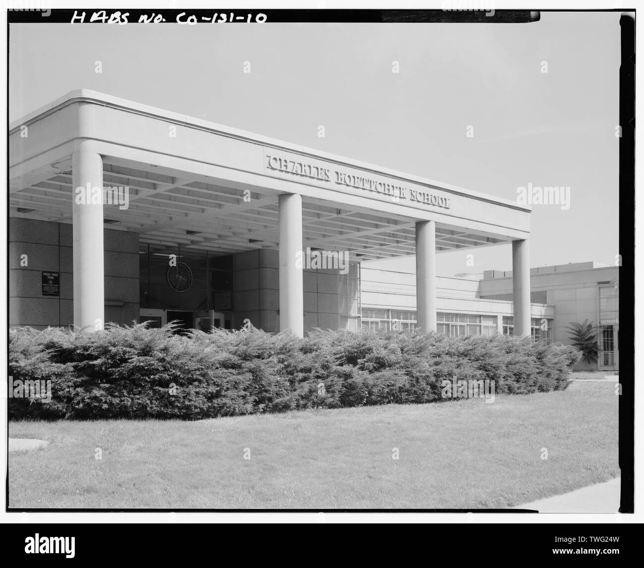 Porte cochère sur l'entrée ouest de l'édifice original, à la sud-est. - Boettcher School pour les enfants infirmes, 1900, Downing Street, Denver, comté de Denver, CO Banque D'Images