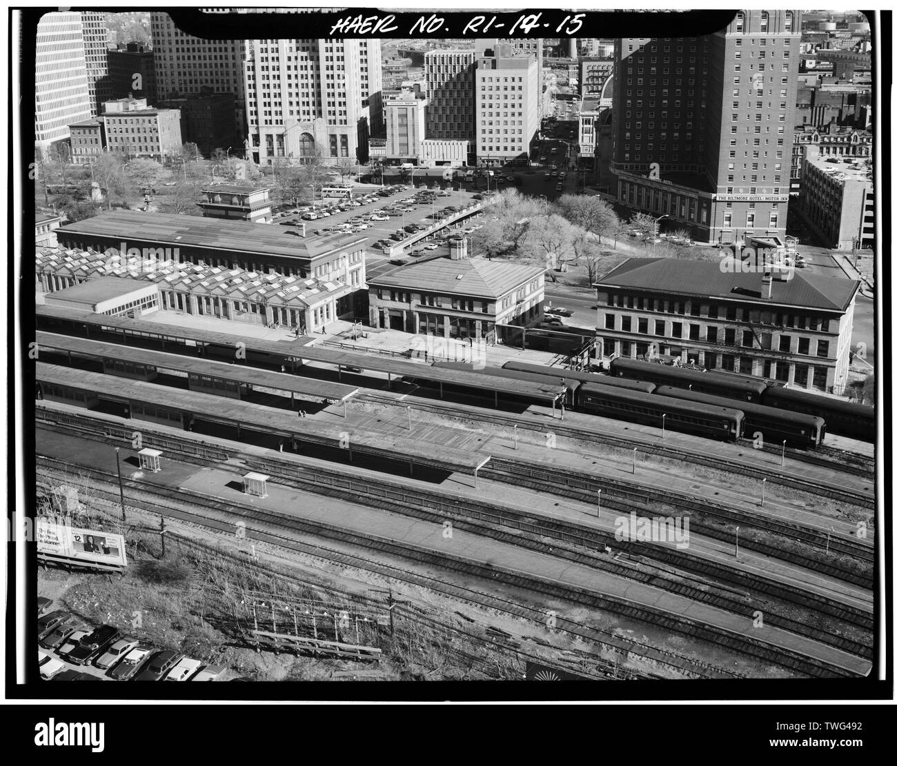 La station de Providence. Providence, Providence, RI Co.. Sec. 4116, mp 185,36. - Au nord-est du corridor ferroviaire, route d'Amtrak entre ct et lignes de l'État providence, MA, comté de Providence, RI ; Boucher, Jack, photographe Banque D'Images