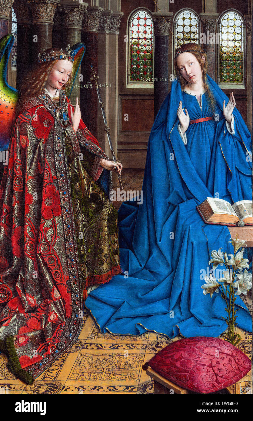 Jan van Eyck, l'Annonciation, détail, vers 1434 Peinture Banque D'Images