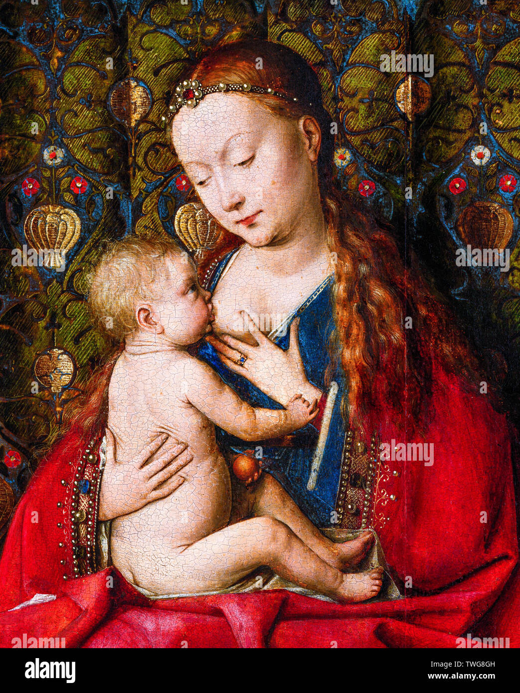 Jan van Eyck, Lucca Madonna, peinture détail, 1437 Banque D'Images