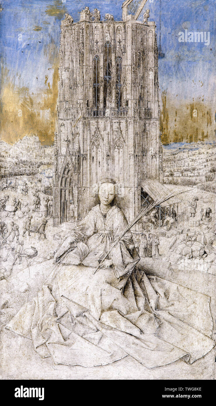 Jan van Eyck, sainte Barbe, peinture inachevée, 1437 Banque D'Images