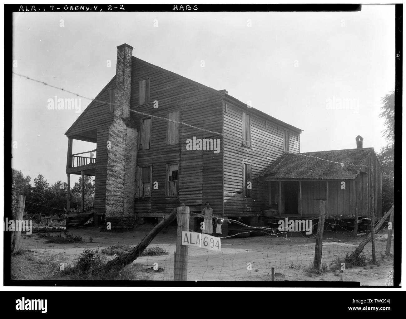 Les bâtiments historiques de l'enquête américaine O. N. Manning, photographe, 12 juin, 1935. Vue arrière et latéral de la N.E. - Taverne et auberge, stade de la route de comté 58, Greenville, Butler Comté, AL Banque D'Images