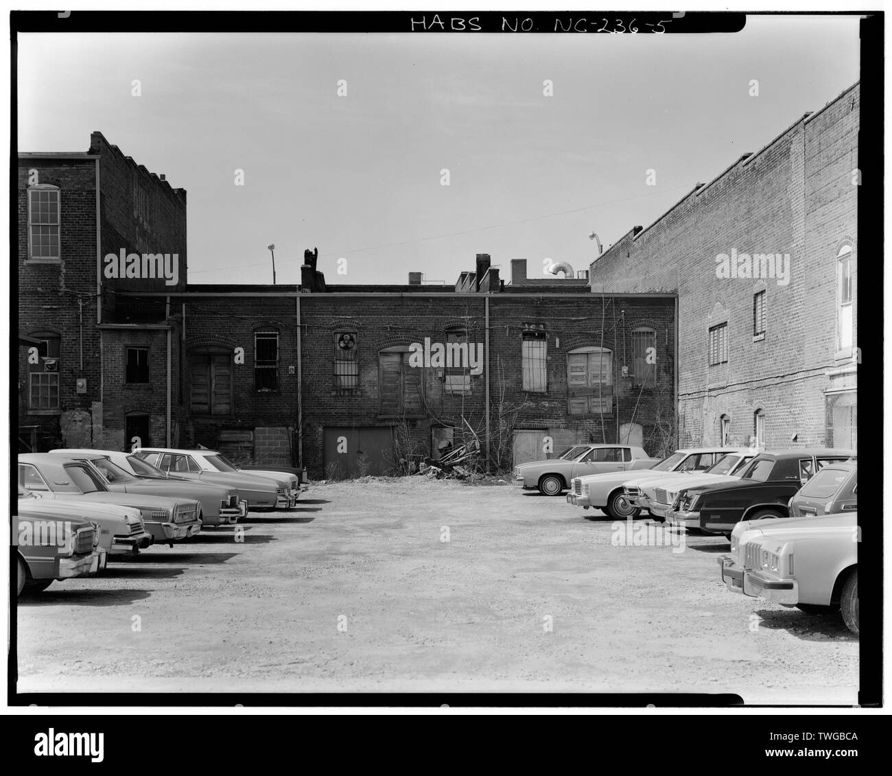 Élévation arrière 120-124 EAST COUNCIL STREET (sud). - Fer Yadkin siège, 120-132 East Council Street, Salisbury, Rowan County, NC Banque D'Images