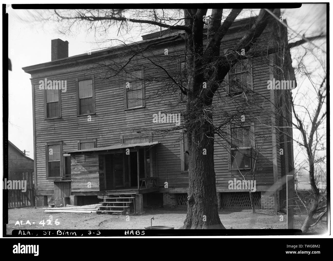 Les bâtiments historiques de l'enquête américaine Alex Bush, photographe, 4 mars 1937, l'élévation arrière. Vue depuis le SUD-EST - Benjamin Pinckney Worthington House, Sixième Avenue South, Birmingham, AL, du comté de Jefferson Banque D'Images