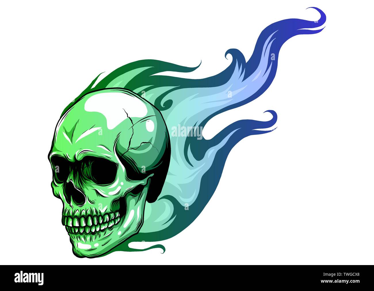 Crâne en feu avec des flammes Vector Illustration Illustration de Vecteur
