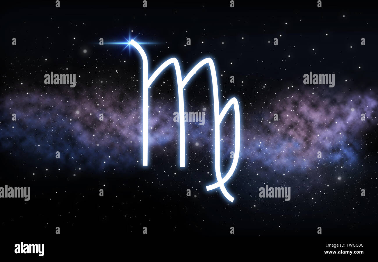 Signe astrologique Vierge au ciel nocturne et Galaxy Banque D'Images