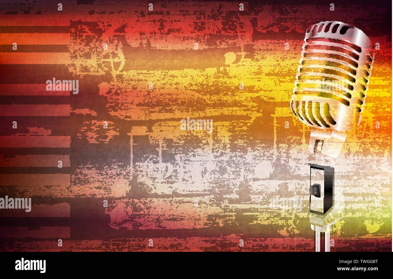 Abstract grunge music background brown avec microphone retro Illustration de Vecteur