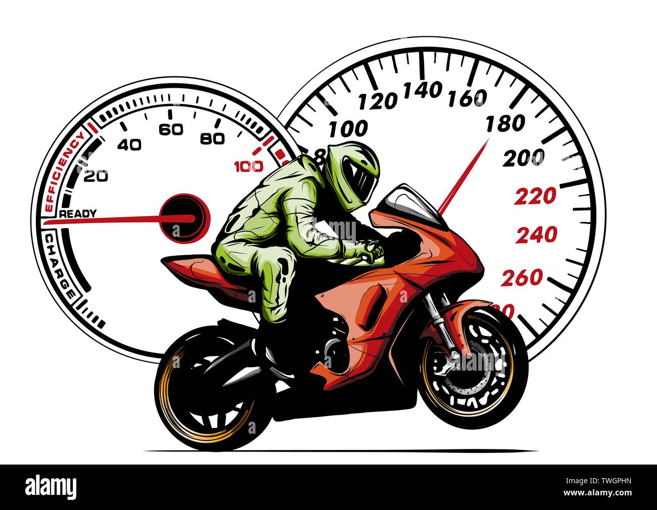 Un motard, abstract vector silhouette. La course moto route Illustration de Vecteur