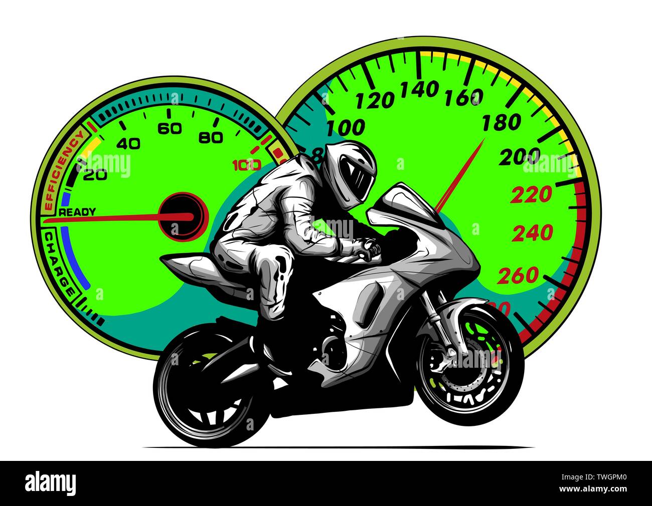 Un motard, abstract vector silhouette. La course moto route Illustration de Vecteur