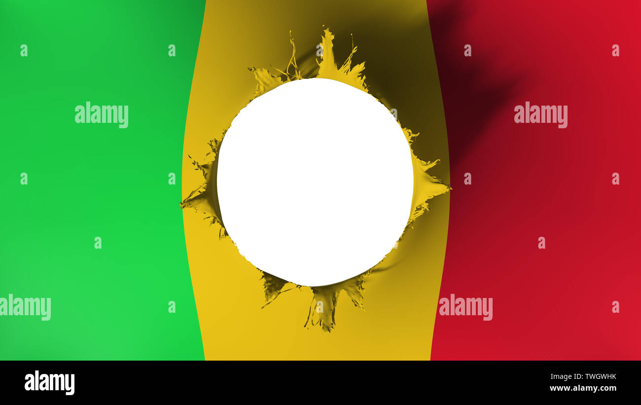 Coupe du trou dans le drapeau du Mali Banque D'Images