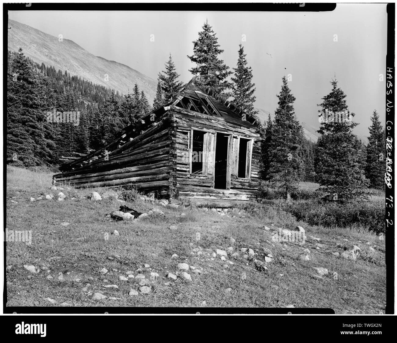 Ruiné SALON À HANCOCK, FIN DE LA ROUTE DE COMTÉ AU SUD DE ROMLEY VUE DEPUIS LE SUD-OUEST - Ville de Romley, Romley (historique), Chaffee Comté, CO Banque D'Images