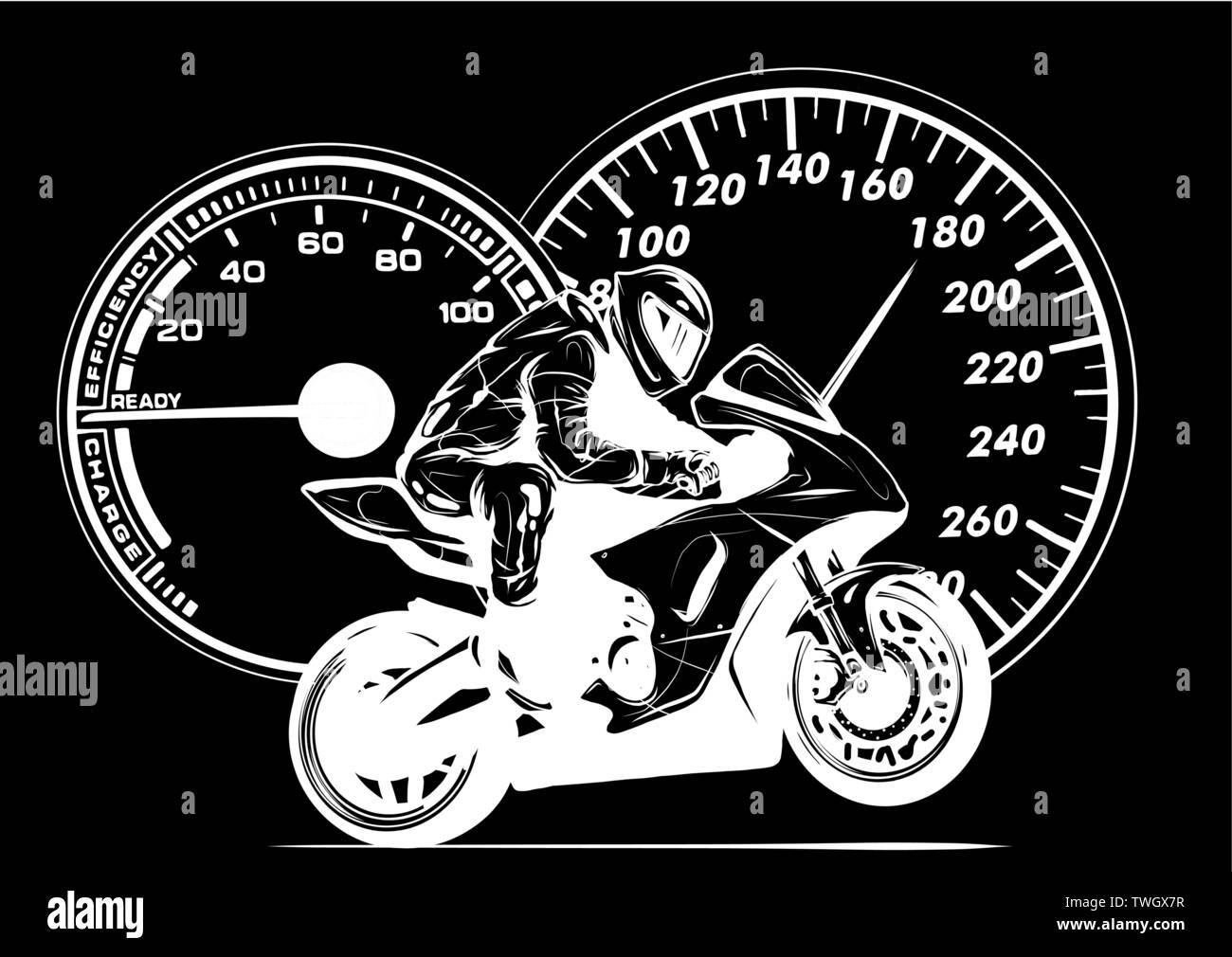 Un motard, abstract vector silhouette. La course moto route Illustration de Vecteur