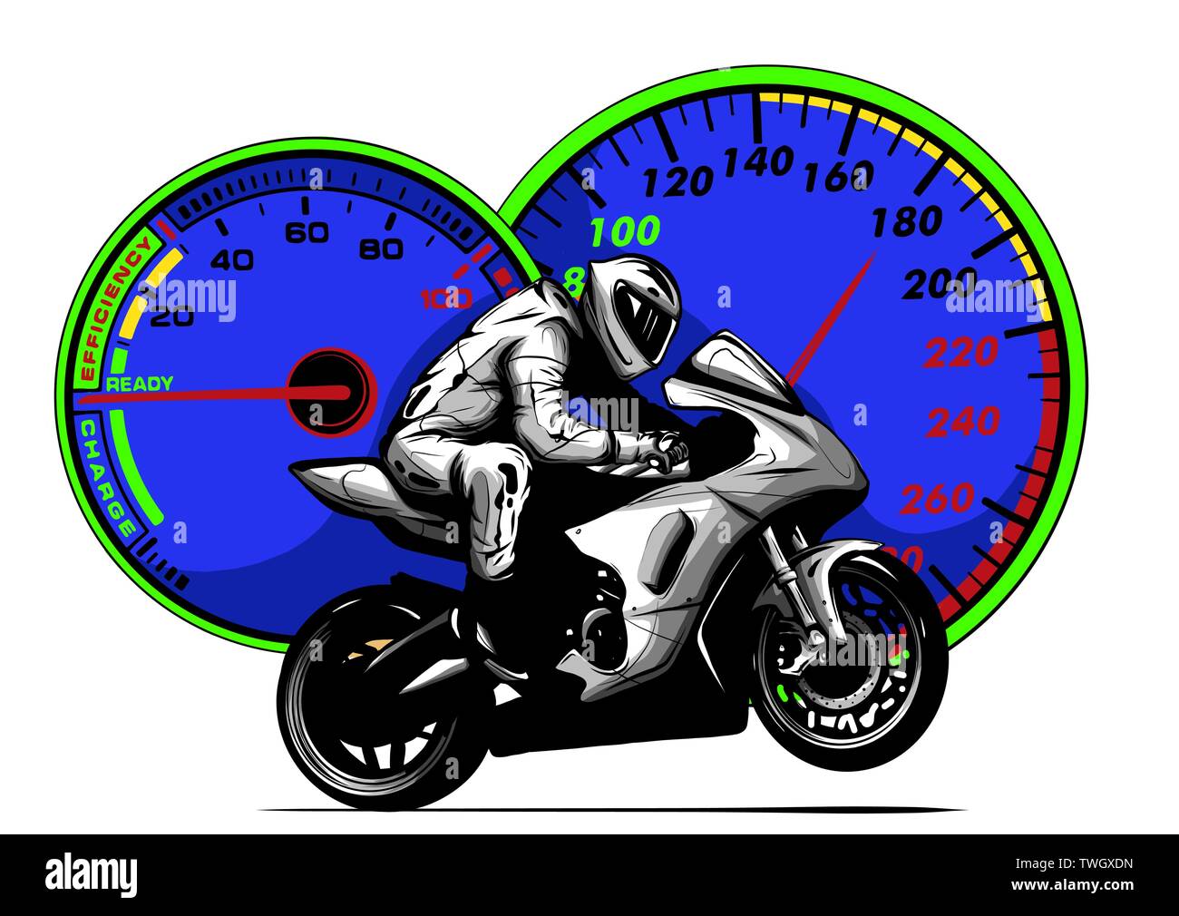 Un motard, abstract vector silhouette. La course moto route Illustration de Vecteur