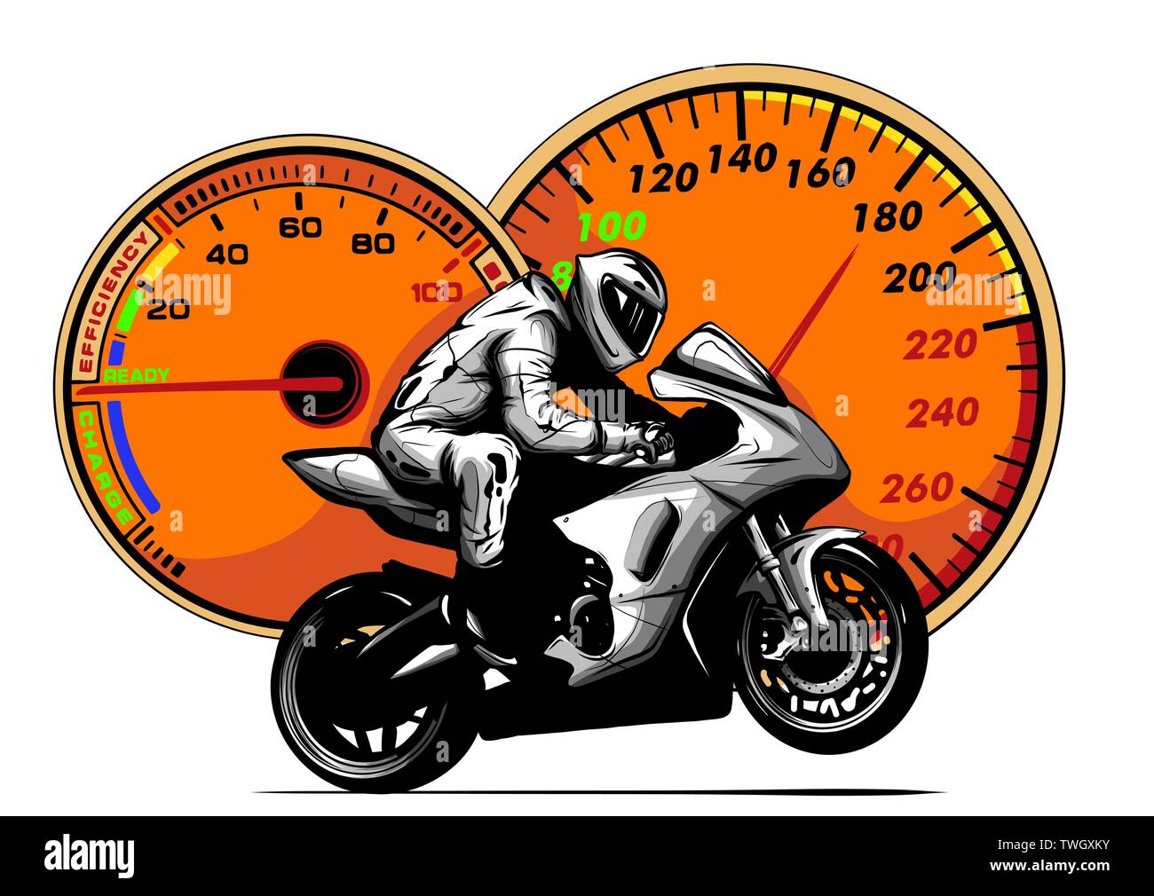 Un motard, abstract vector silhouette. La course moto route Illustration de Vecteur