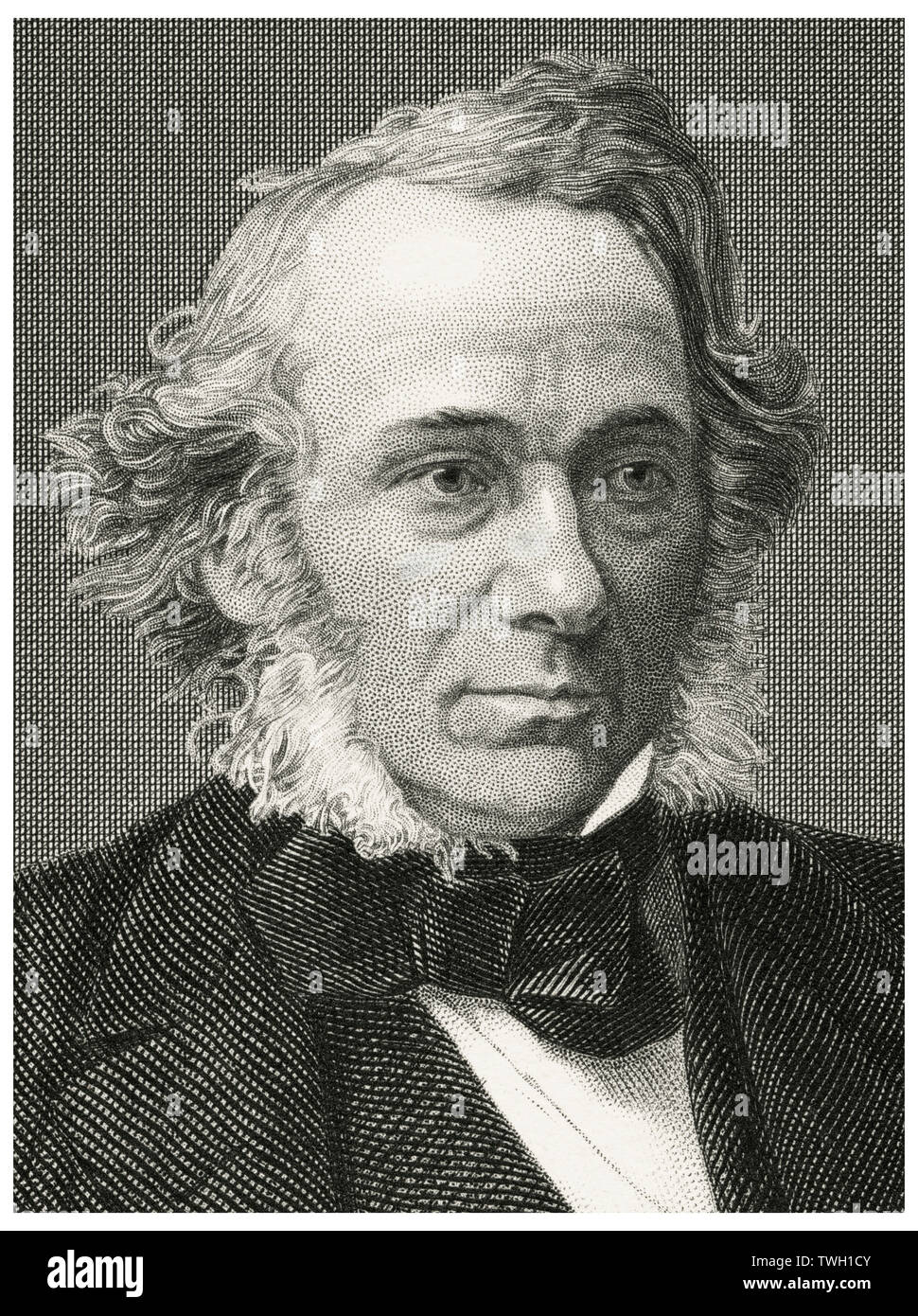 Richard Cobden (1804-65), fabricant anglais et homme d'État libéral, Head and shoulders Portrait, gravure sur acier, Musée du Portrait d'éminents hommes et femmes de l'Europe et l'Amérique par Evert A. Duyckinck, publié par Henry J. Johnson, Johnson, Wilson & Company, New York, 1873 Banque D'Images