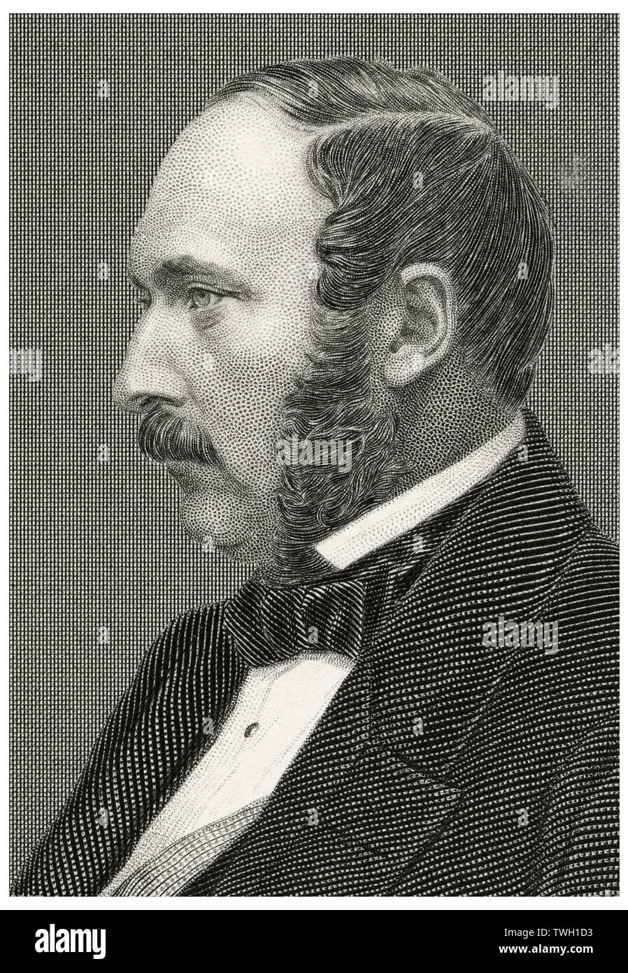 Prince Albert (1819-61), Prince consort de la reine Victoria, la tête et épaules Profile Portrait, gravure sur acier, Musée du Portrait d'éminents hommes et femmes de l'Europe et l'Amérique par Evert A. Duyckinck, publié par Henry J. Johnson, Johnson, Wilson & Company, New York, 1873 Banque D'Images