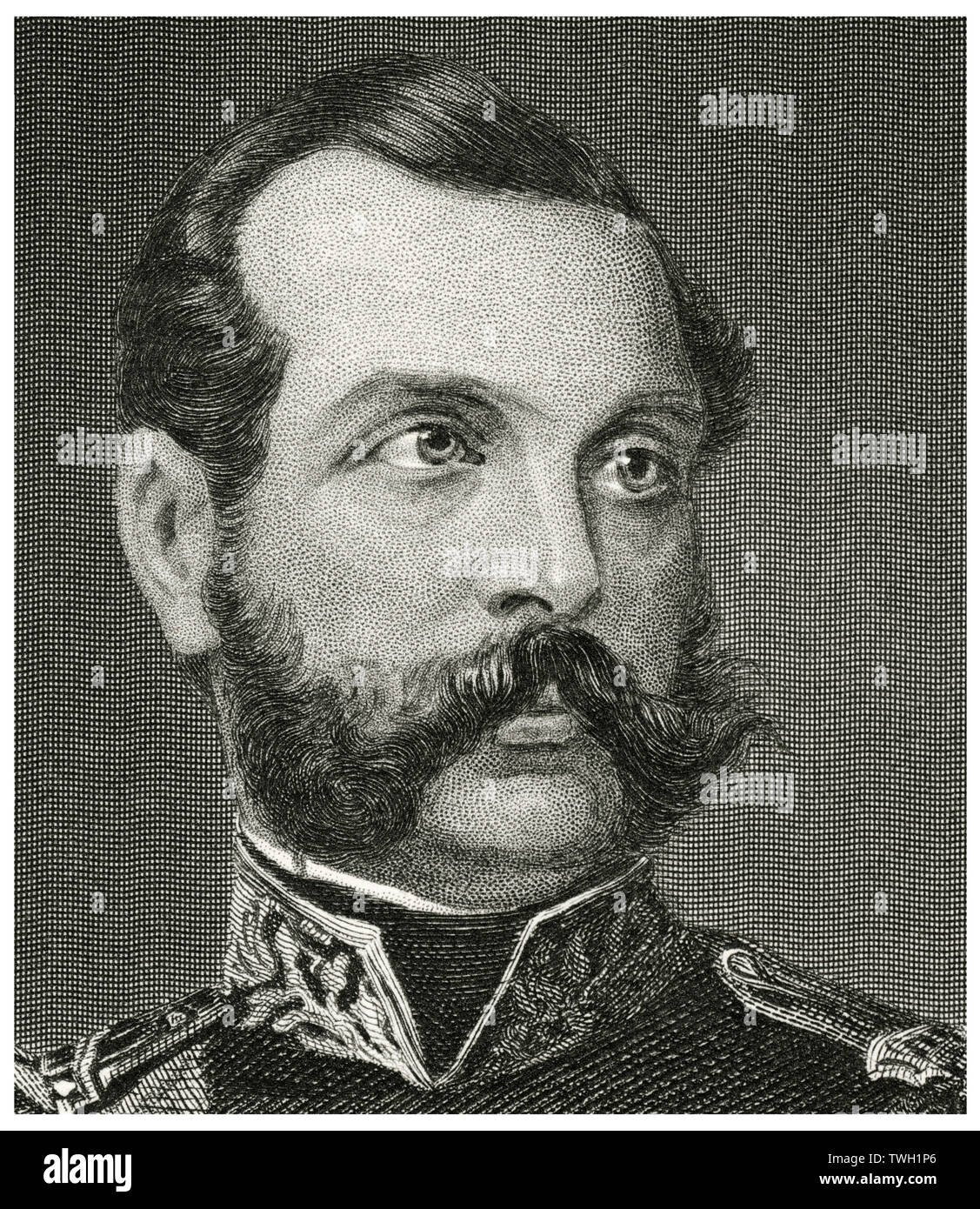 Alexandre II (1818-81), Empereur de Russie 1855-81, Head and shoulders Portrait, gravure sur acier, Musée du Portrait d'éminents hommes et femmes de l'Europe et l'Amérique par Evert A. Duyckinck, publié par Henry J. Johnson, Johnson, Wilson & Company, New York, 1873 Banque D'Images
