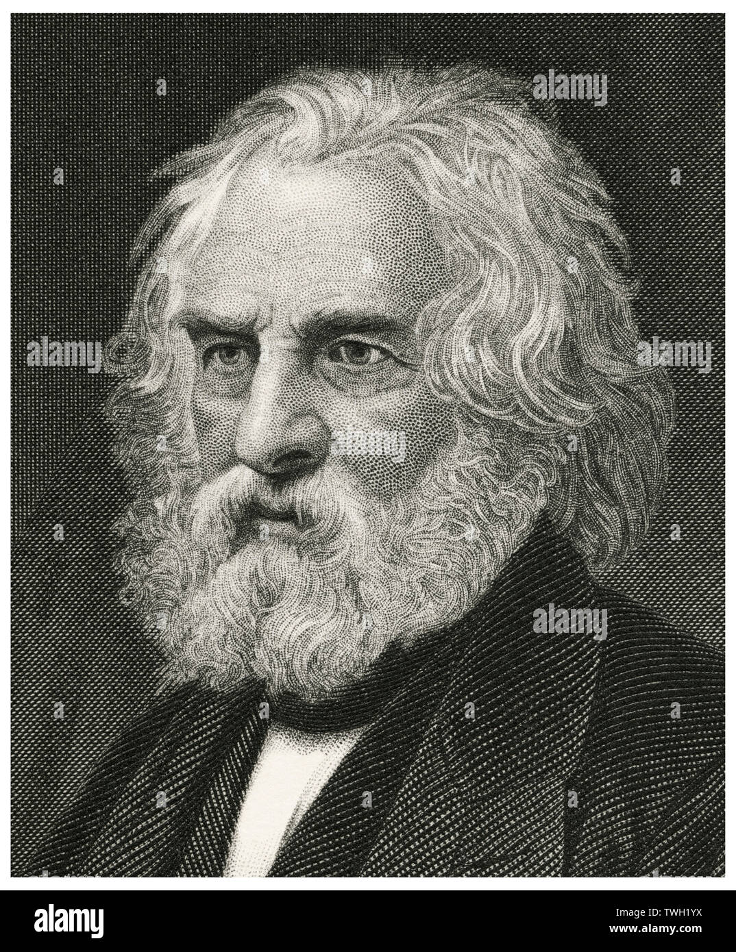 Henry Wadsworth Longfellow (1807-82), poète américain et éducateur, Head and shoulders Portrait, gravure sur acier, Musée du Portrait d'éminents hommes et femmes de l'Europe et l'Amérique par Evert A. Duyckinck, publié par Henry J. Johnson, Johnson, Wilson & Company, New York, 1873 Banque D'Images