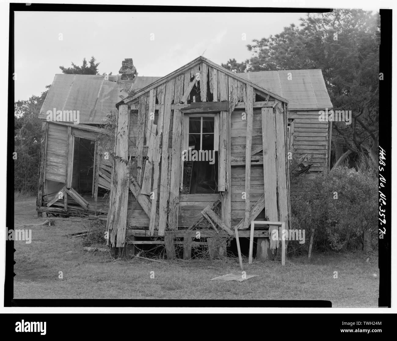 Vue arrière de la cuisine, côté nord - George Riley Willis chambre et cuisine, Portsmouth, Carteret County, NC Banque D'Images