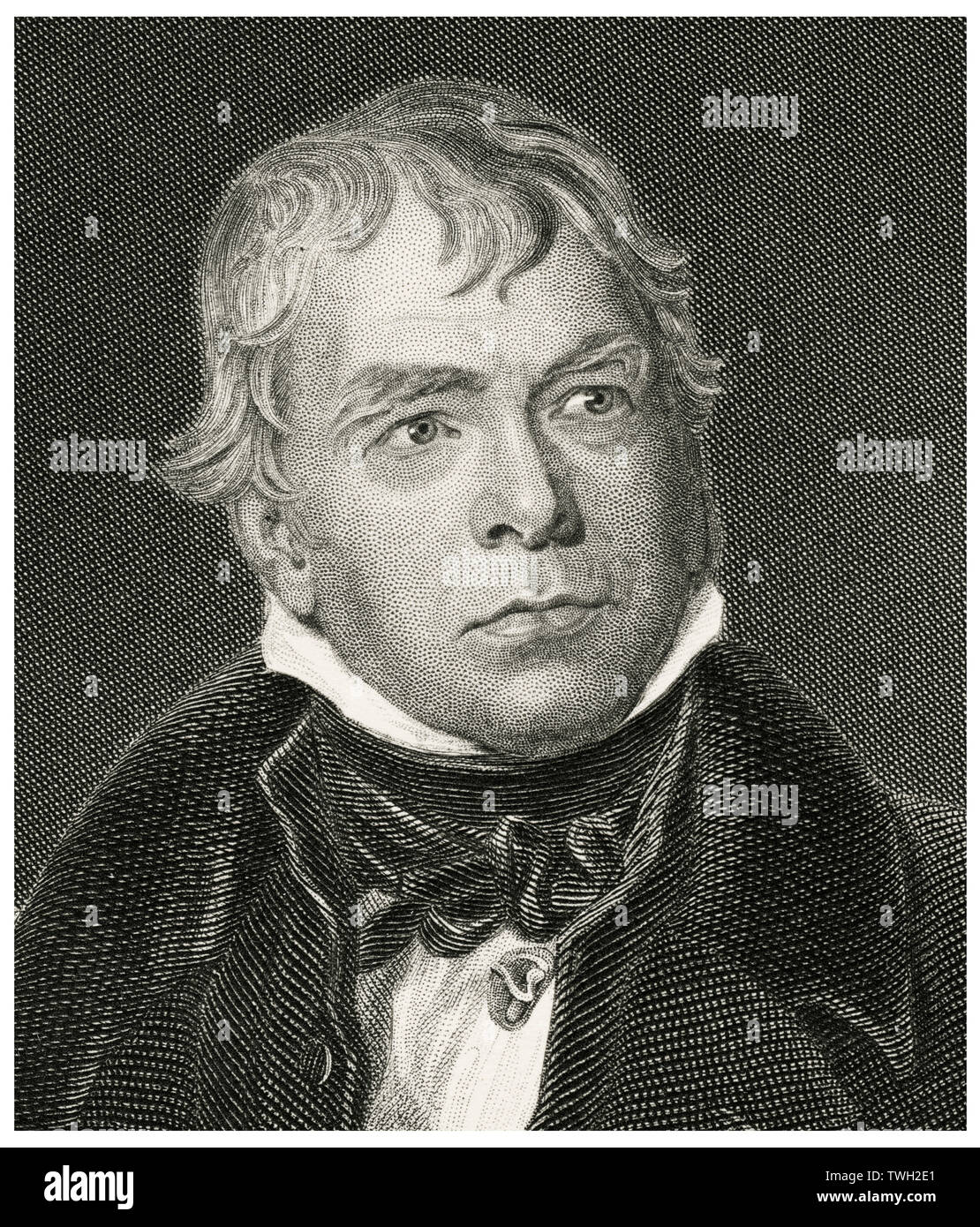 Sir Walter Scott (1771-1832), 1 baronnet écossais, romancier, poète, historien et biographe, Head and shoulders Portrait, gravure sur acier, Musée du Portrait d'éminents hommes et femmes de l'Europe et l'Amérique par Evert A. Duyckinck, publié par Henry J. Johnson, Johnson, Wilson & Company, New York, 1873 Banque D'Images