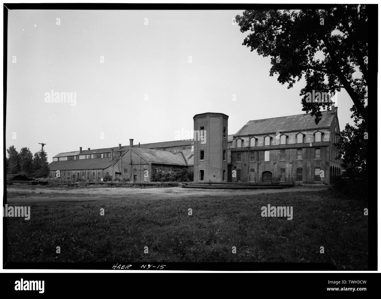 - Rensselaer et Saratoga Railroad, l'Île Verte, l'Avenue et des boutiques Tibbitts Delaware and Hudson Railroad Tracks, Green Island, comté d'Albany, NY Banque D'Images