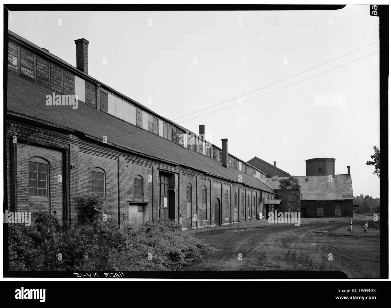 - Rensselaer et Saratoga Railroad, l'Île Verte, l'Avenue et des boutiques Tibbitts Delaware and Hudson Railroad Tracks, Green Island, comté d'Albany, NY Banque D'Images