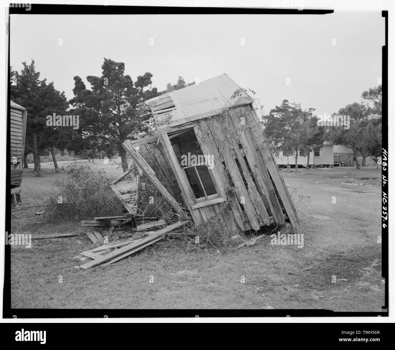 Vue du côté droit de la cuisine, côté Est - George Riley Willis chambre et cuisine, Portsmouth, Carteret County, NC Banque D'Images