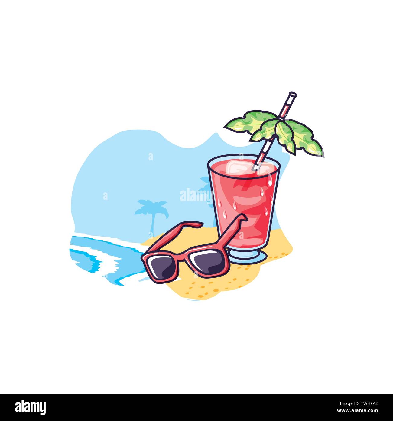 Cocktail tropical et lunettes de vector illustration design Illustration de Vecteur