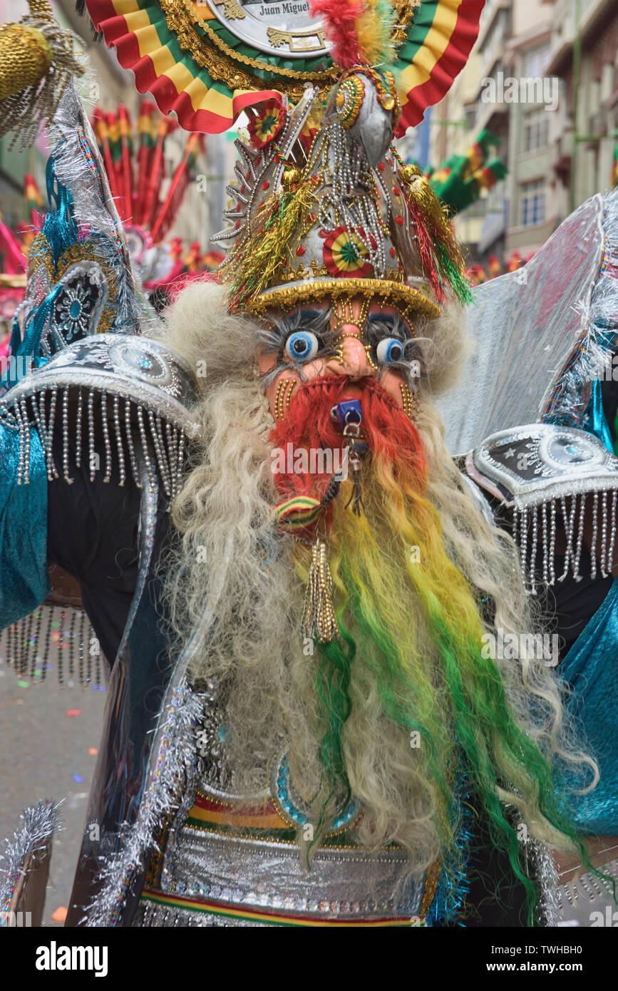 Danseur masqué du Gran Poder Festival, La Paz, Bolivie Banque D'Images