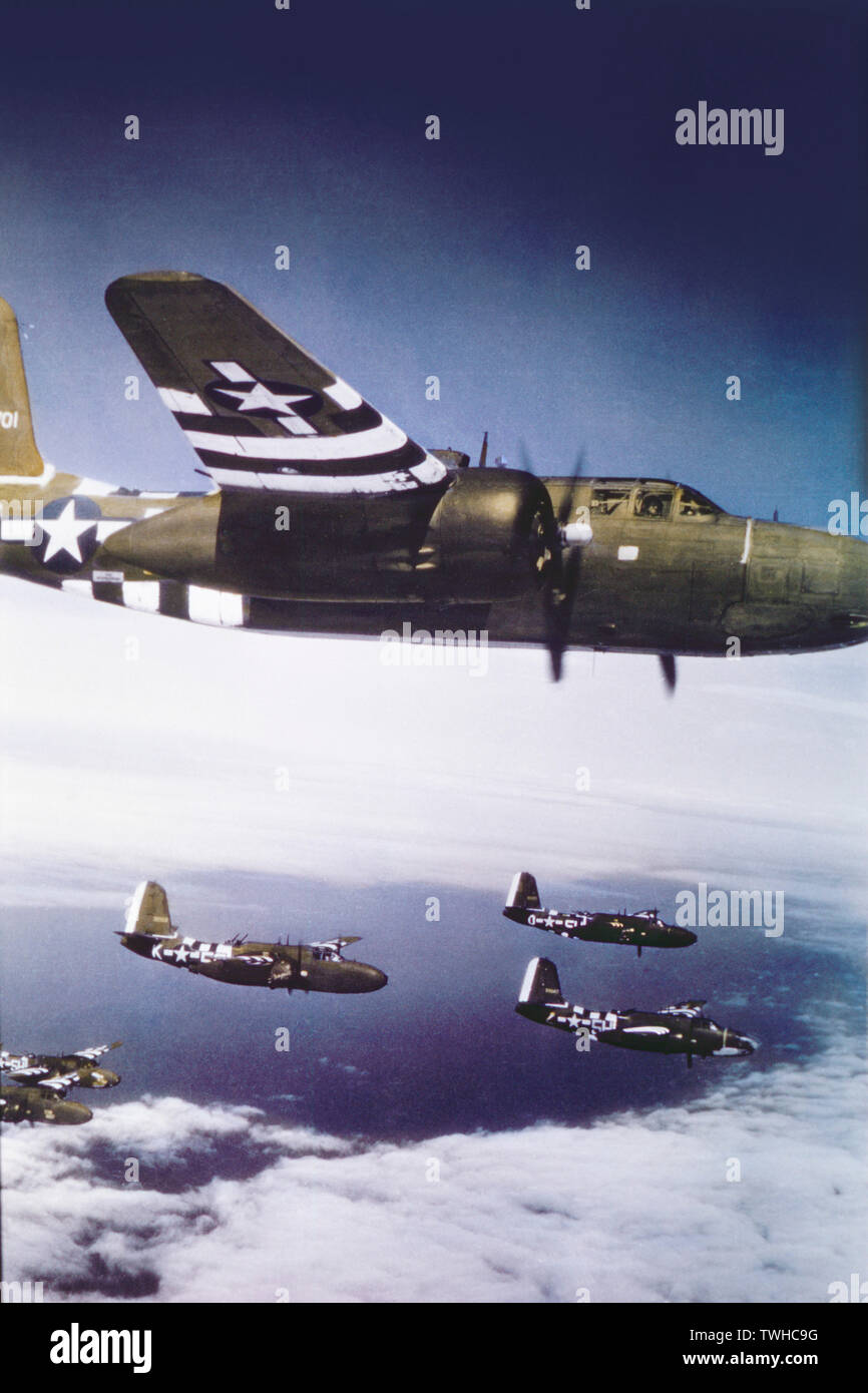 U.S. Army Air Force Les avions de combat lors de l'invasion de la Normandie, France, juin 1944 Banque D'Images